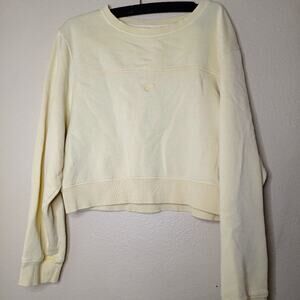 Pink VS Collegiate Pullover Yellow Cropped Loose Terry Lounge Normcore Comfy